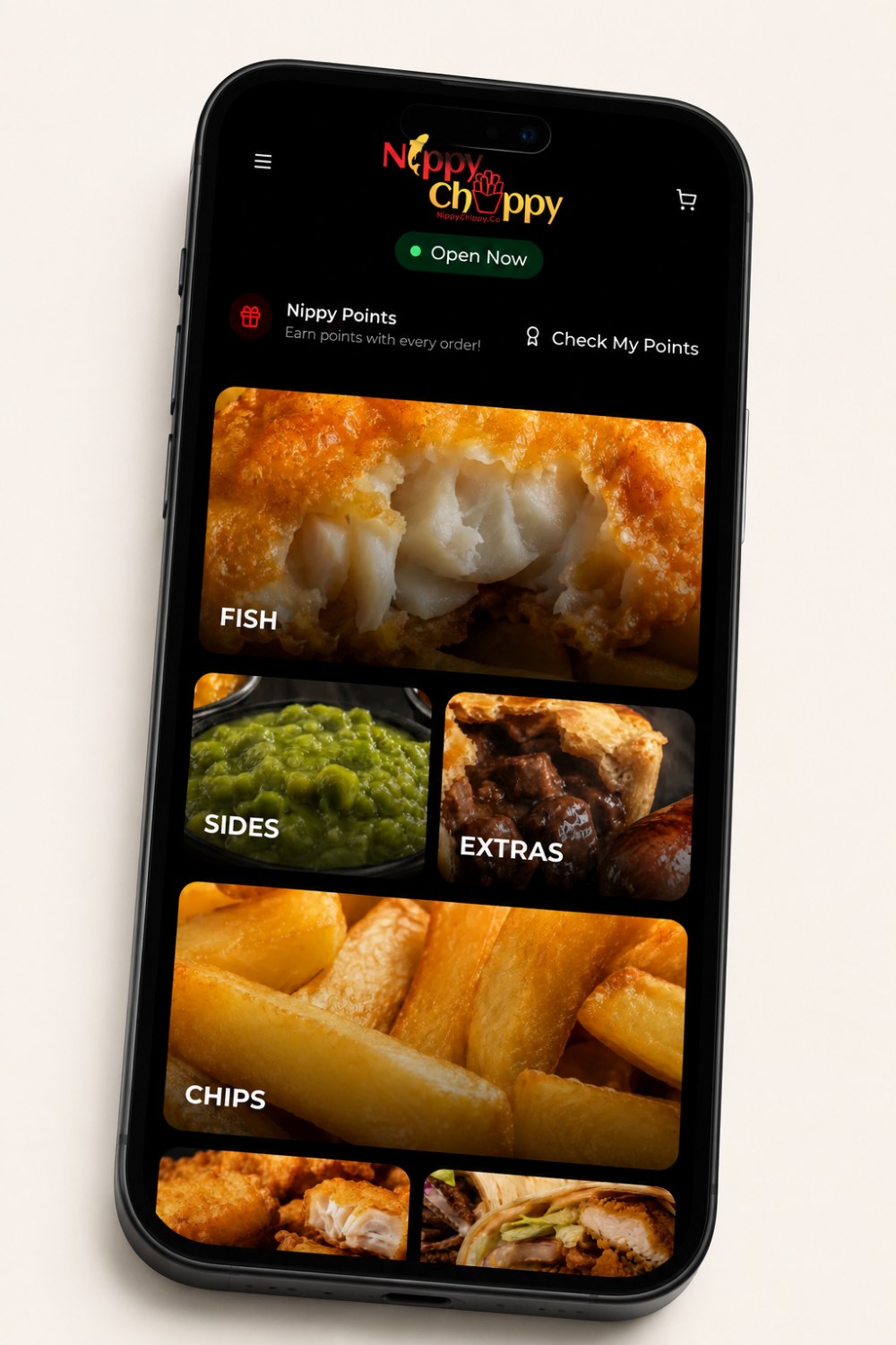 The Nippy Chippy ordering app with Nippy Points loyalty